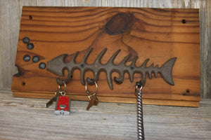 Fisherman Key Rack Wall Mounted, Handmade in USA, Cast Iron, Reclaimed 100 Year Old Wood, The Country Hookers, CH-12