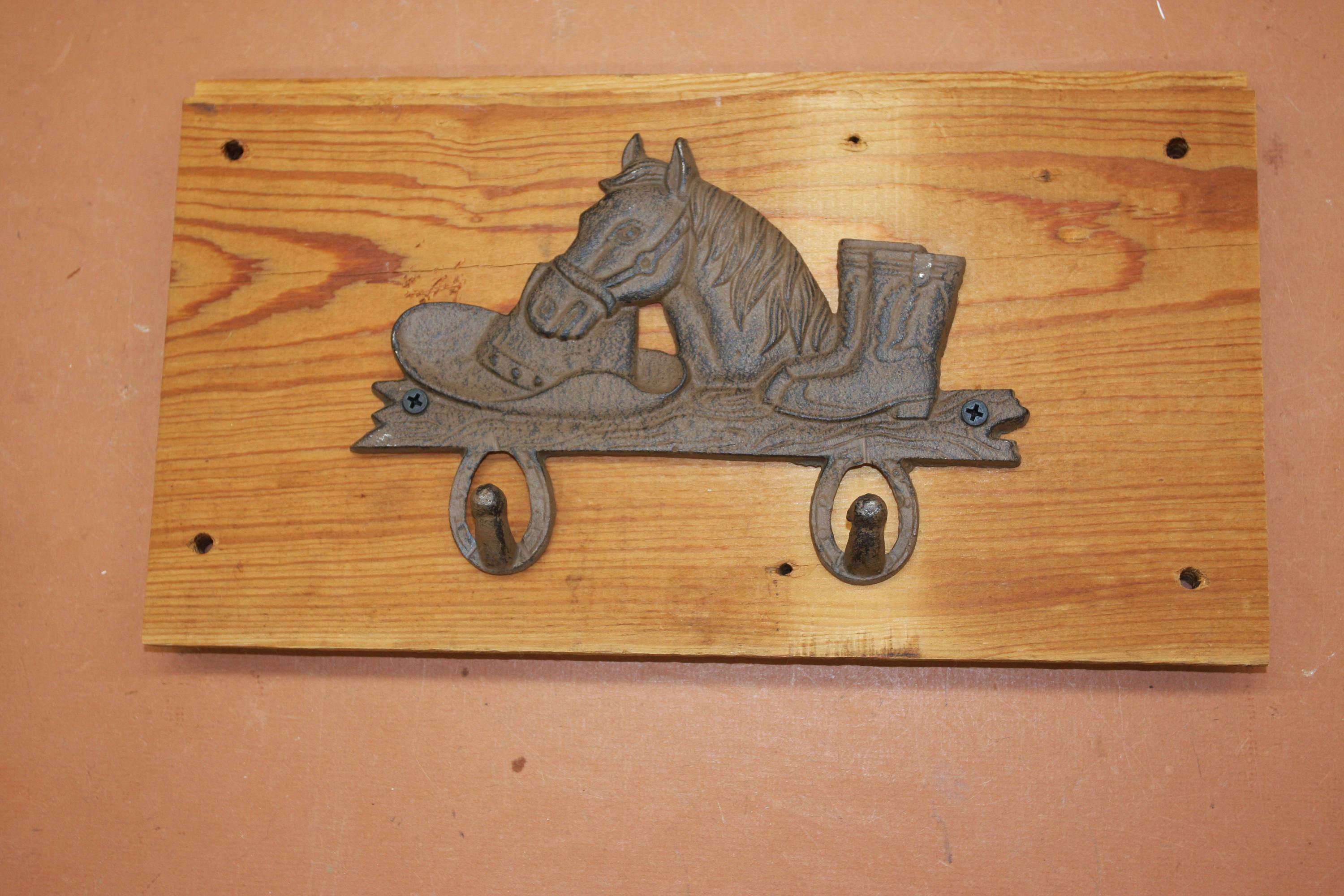 Cowgirl Bedroom Backpack Hook Rack Wall Mounted, Handmade in USA, Cast Iron, Reclaimed 100 Year Old Wood, The Country Hookers, CH-15