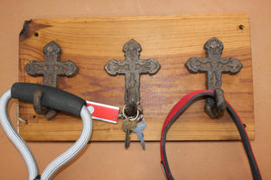 Spanish Mission Coat Rack Wall Mounted, Handmade in USA, Cast Iron, Reclaimed 100 Year Old Wood, The Country Hookers, CH-9