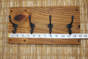 Classic VIntage-look Coat Hat Wall Hook Rack, Cast Iron, Handmade in USA,reclaimed Wood, The Country Hookers, CH-24