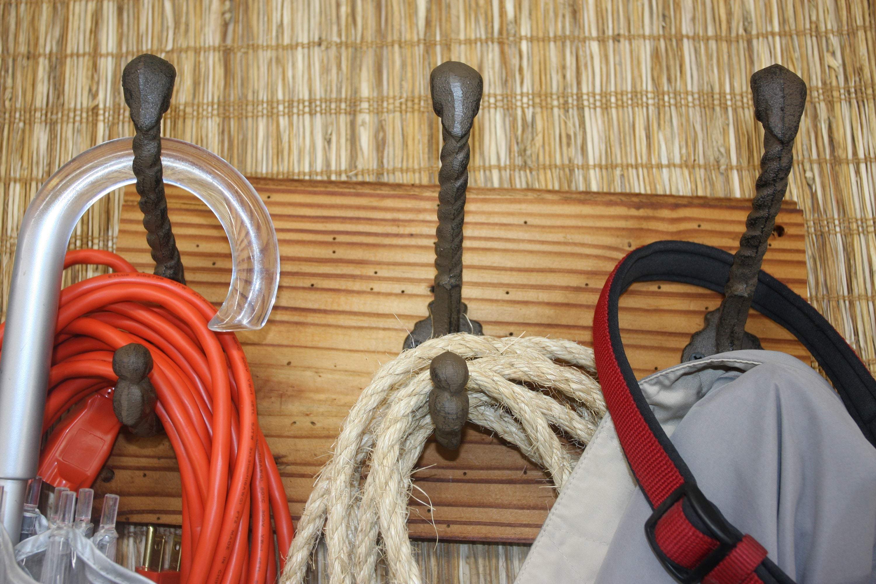 Spanish Mission Style Extra Large Cast Iron Wall Hook Set, Handmade in USA,reclaimed Wood, The Country Hookers, CH-29