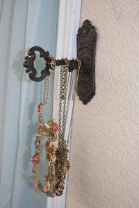 Old Fashion Cast Iron Necklace Holder Wall Hook Skeleton Key Design, Solid Cast Iron 8&quot; high, Free Shipping, HW-04