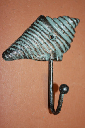 Seashell Wall Hook, Antiqued look Cast Iron Seashell Wall Decor, Bronze Look, 4 1/2 inches,  BL-72