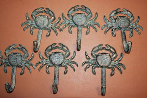 She Shed Beach Cottage Sealife Towel Hooks, Crab Ocean Nautical Bath Decor, Bronze Look Cast iron, 5 1/4&quot; high, BL-34