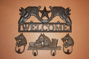 Rustic Horse Farm Welcome Plaque Set, Western Skies