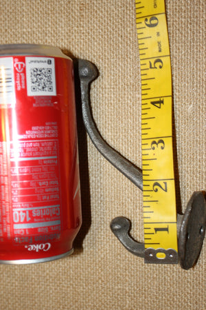 Old Fashion Hat & Coat Double Hook Solid Cast Iron, 5&quot; top hook backplate is 1 1/2 inch H-05