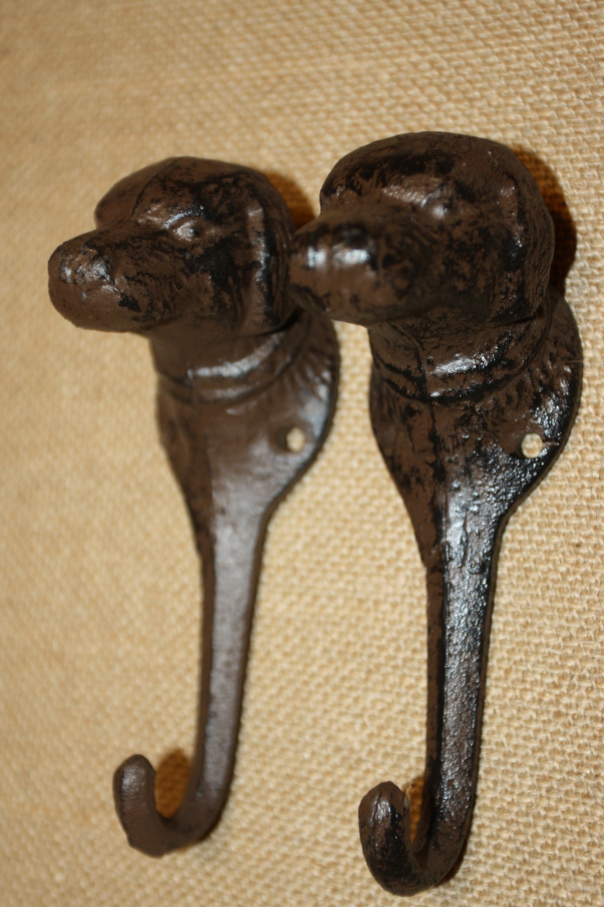Dog Lover Leash Hooks Holders, Rustic Cast Iron Labrador design 5 1/2&quot; high, H-07