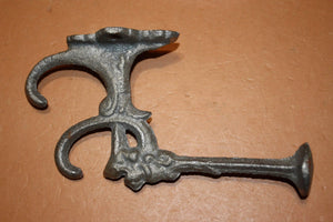 Coat Hat Purse Scarf Triple Wall Hook, Victorian Design, 6 1/2&quot; tall, Unfinished You Paint Cast Iron ~ H-10