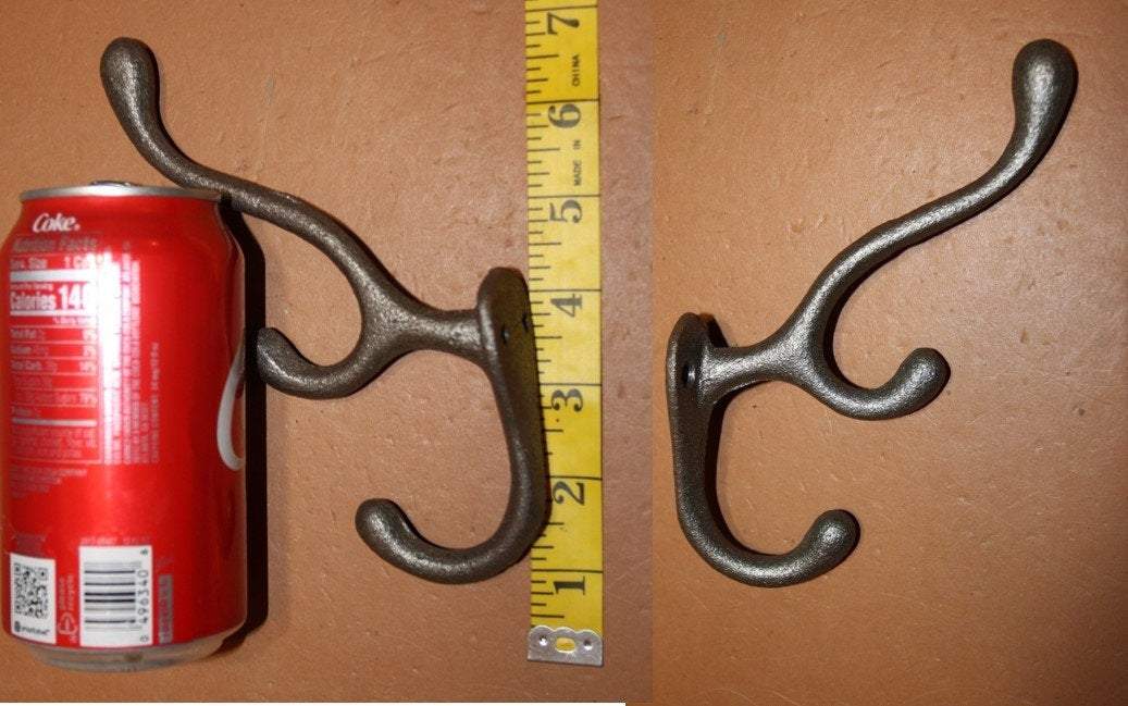 Triple Hook Wall Hook Classic Old Fashion Design Cast Iron 6 3/4&quot; high, Volume Priced ~  H-15