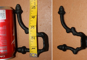 Cabin Mudroom Coat Hat Wall Hooks Fancy Acorn Design, Cast iron 4 1/2&quot; high, Volume Priced,  H-19