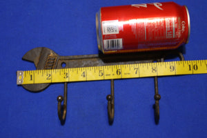 Mens Bathroom Decor Crescent Wrench Towel Wall Hooks 9 1/2&quot; Solid Cast Iron, Volume Priced ~ H-37