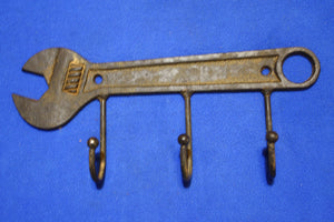 Mens Bathroom Decor Crescent Wrench Towel Wall Hooks 9 1/2&quot; Solid Cast Iron, Volume Priced ~ H-37