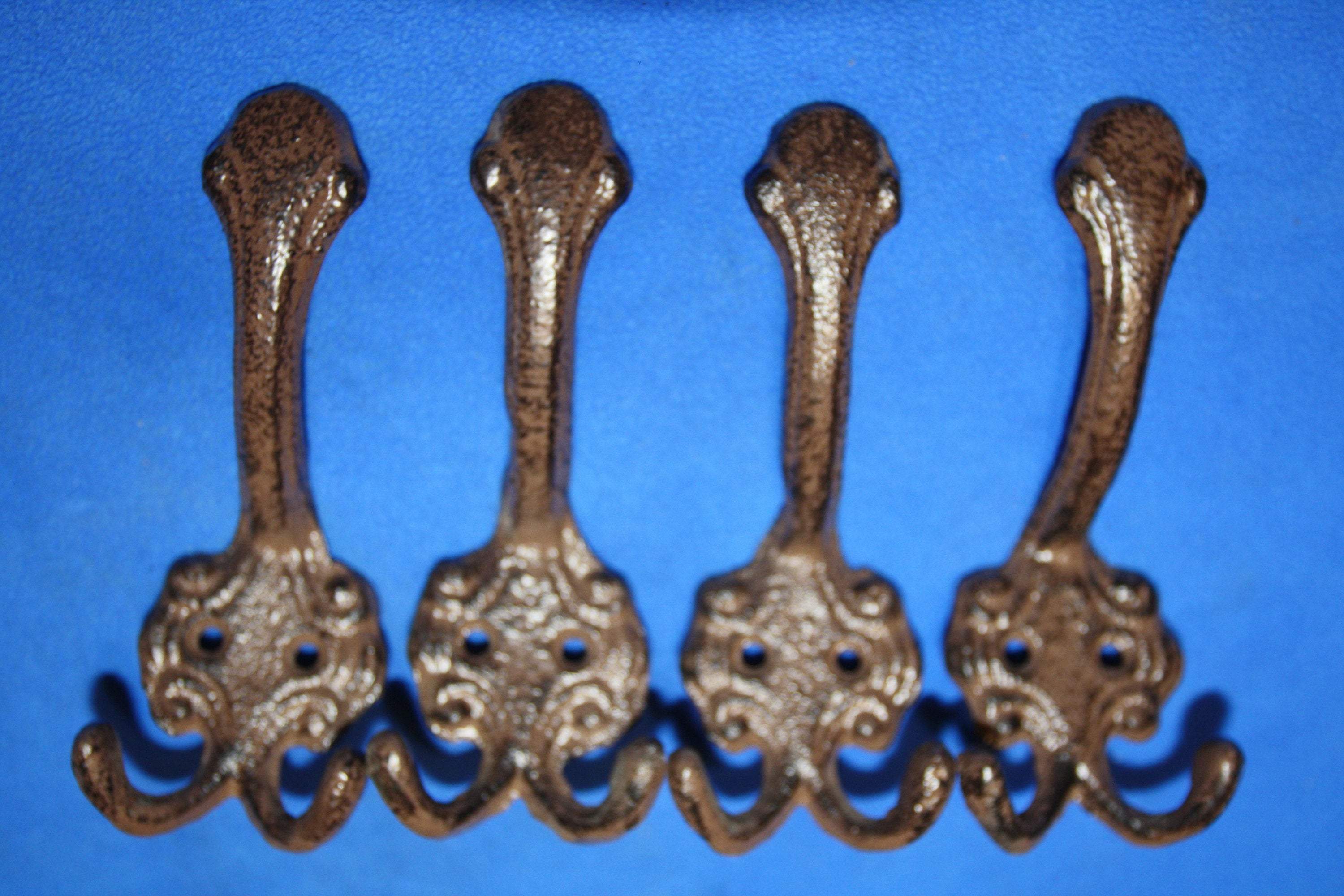 Entryway Mudroom Coat Hat Wall Hooks Vintage-look Cast Iron 5 1/2&quot; Three Hooks to hang items from, Volume Priced ~ H-61