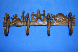 Rustic Coastal Bath Towel Wall Hook Bar, 11 1/4&quot; long, Vintage Look Cast Iron, H-31