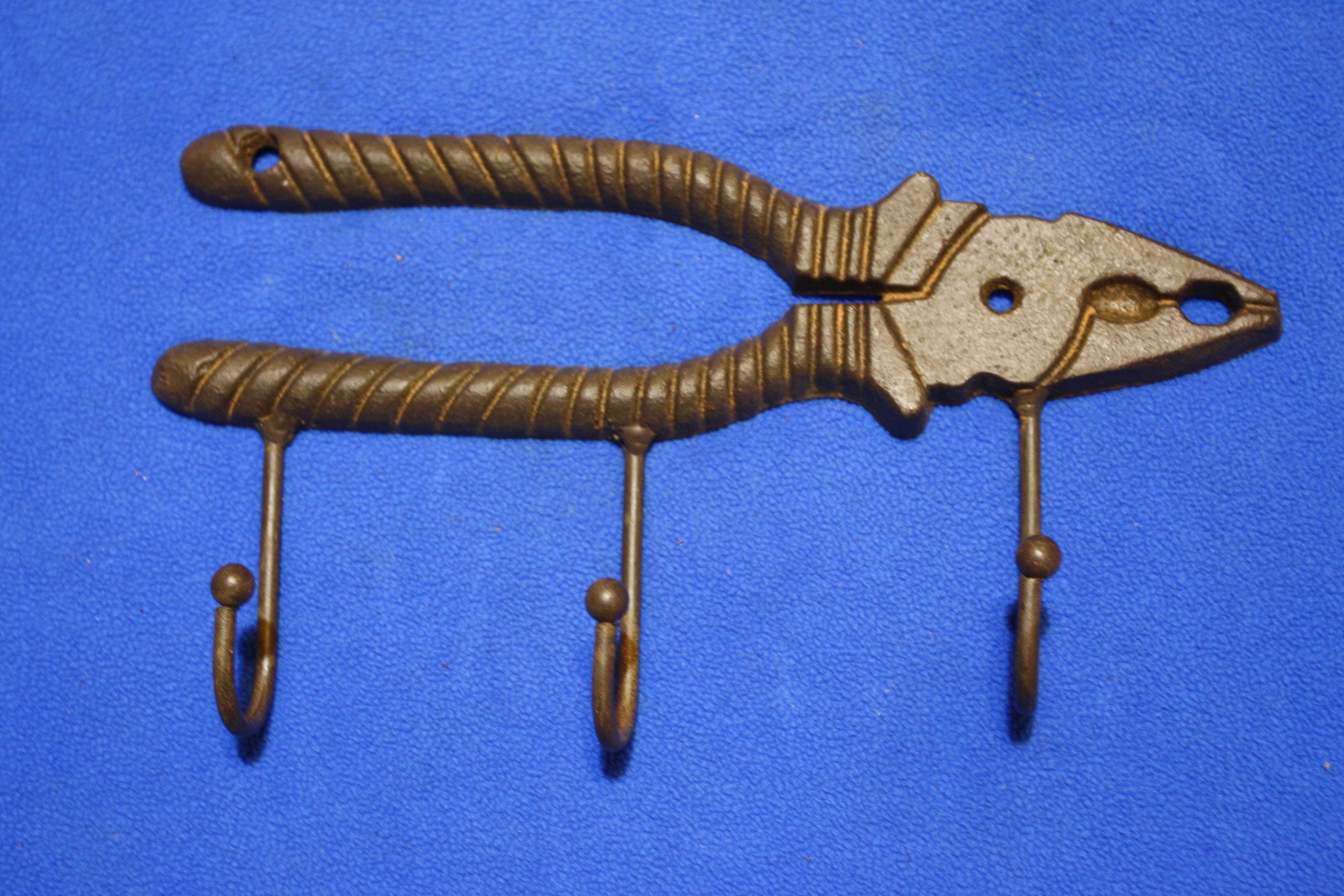 Gift for Dads Mancave Workshop Cast Iron Wall Hooks 9 1/2&quot; Pliers Tools Design, Volume Priced ~ H-38