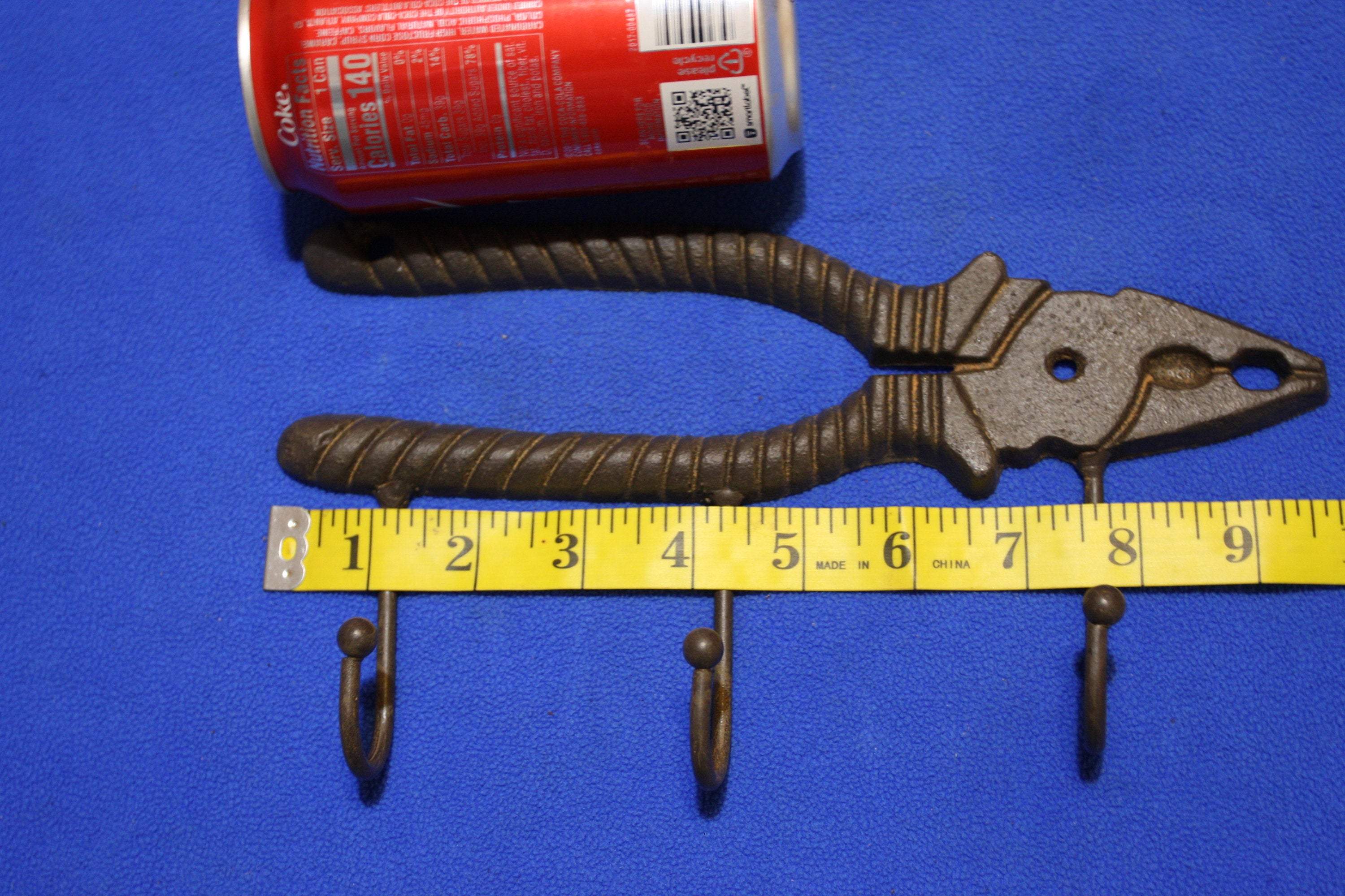 Mancave Workshop Decorative Wall Hooks 9 1/2&quot; Rustic Pliers Tools Design, Hang Coats Hats Jackets... Volume Priced ~ H-38