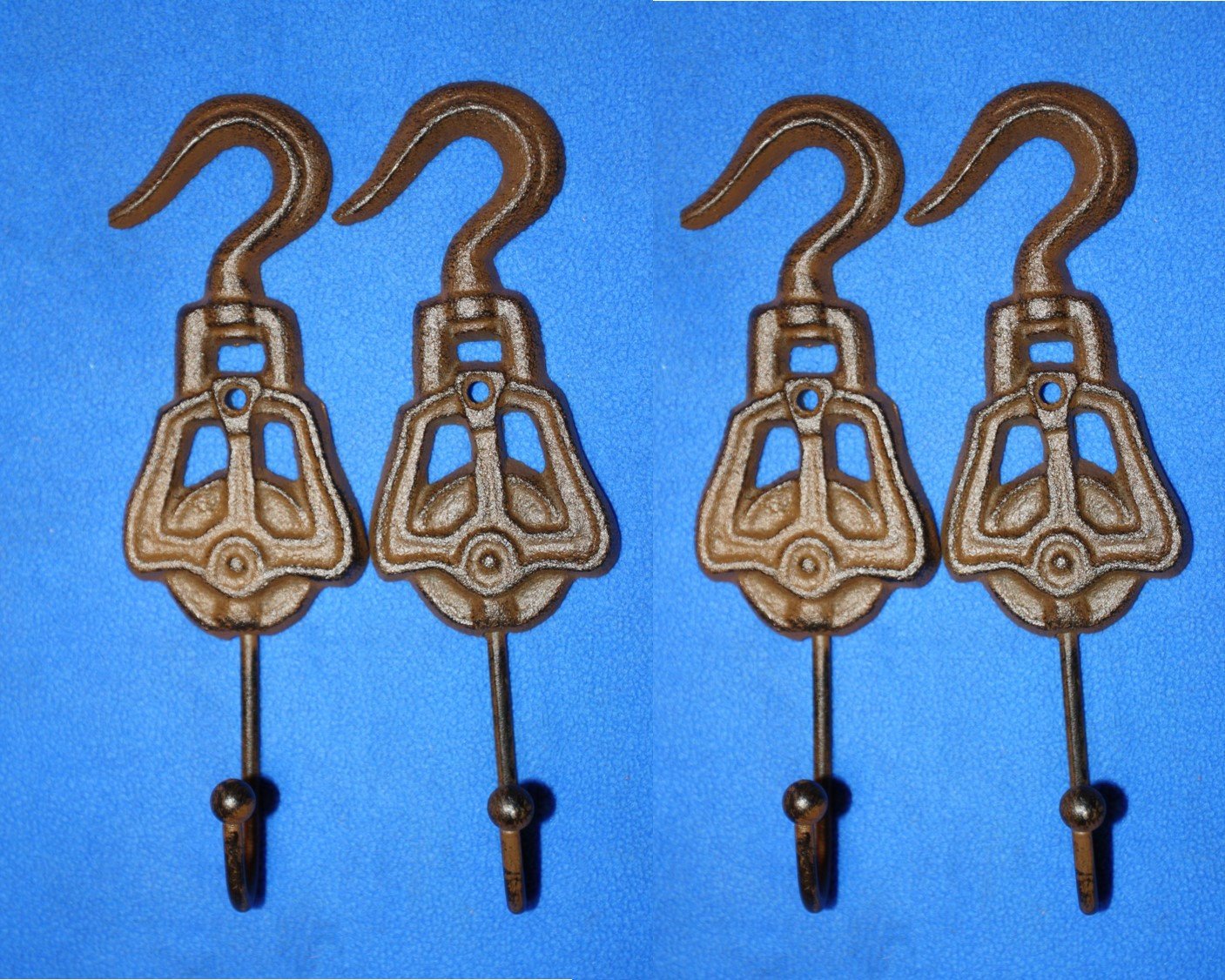 Vintage-look cast iron pulley wall hooks 7 1/4 inch Volume priced ~ H-72