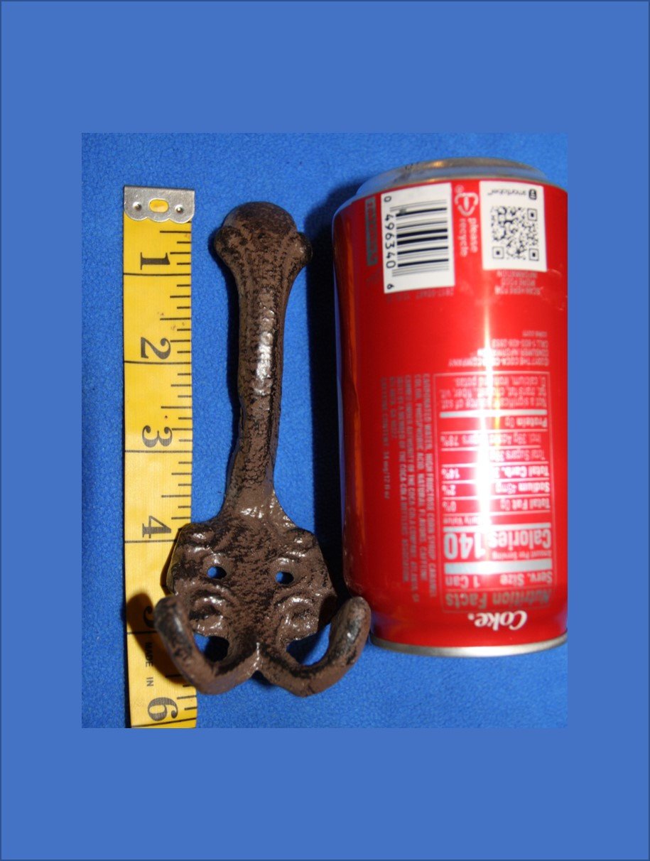 Entryway Mudroom Coat Hat Wall Hooks Vintage-look Cast Iron 5 1/2&quot; Three Hooks to hang items from, Volume Priced ~ H-61