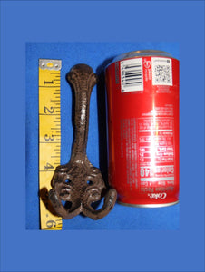 Entryway Mudroom Coat Hat Wall Hooks Vintage-look Cast Iron 5 1/2&quot; Three Hooks to hang items from, Volume Priced ~ H-61