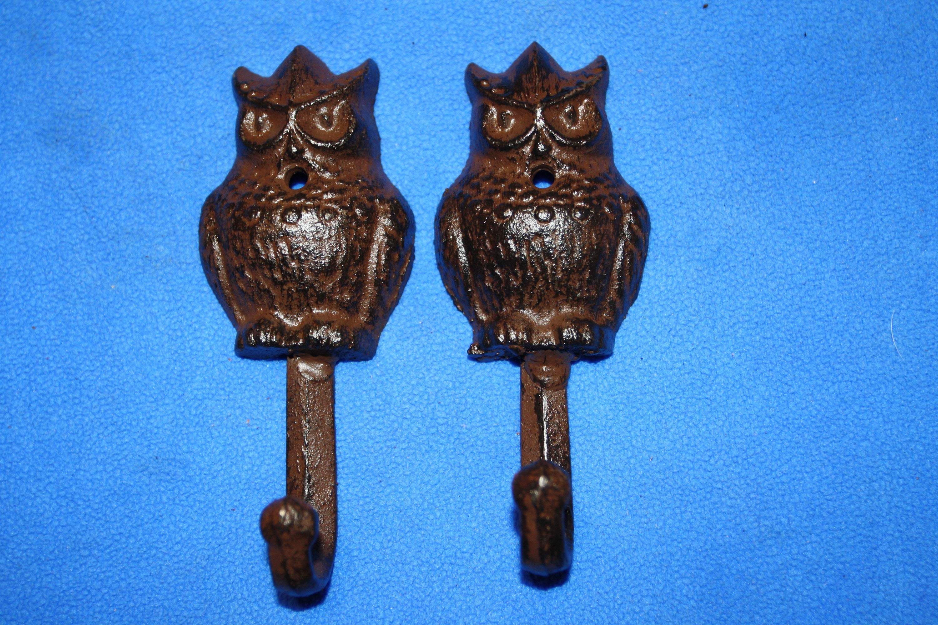 DIY Hall Tree Hooks Owl Design Wall Hooks, Cast Iron, 5&quot; tall, Volume Priced, H-43