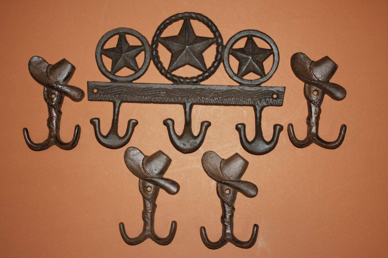 10)pcs, Cast iron lone star farm and ranch decor, lone star wall hooks, lone star coat hook, 11 inch cast iron, Free shipping, W-56,6