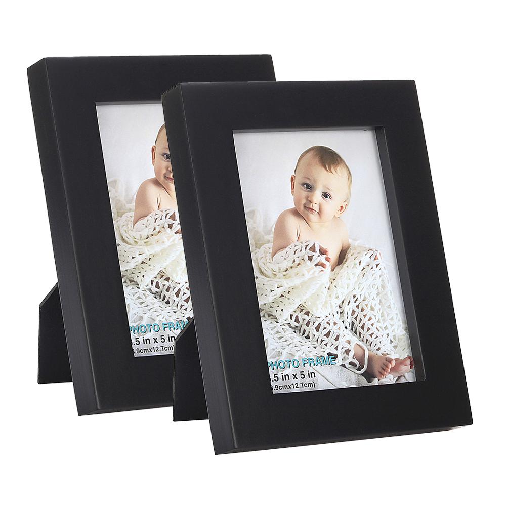 Picture Frames is Black (3.5x5 inch of 2pk) and Made of Solid Wood and High Definition Glass