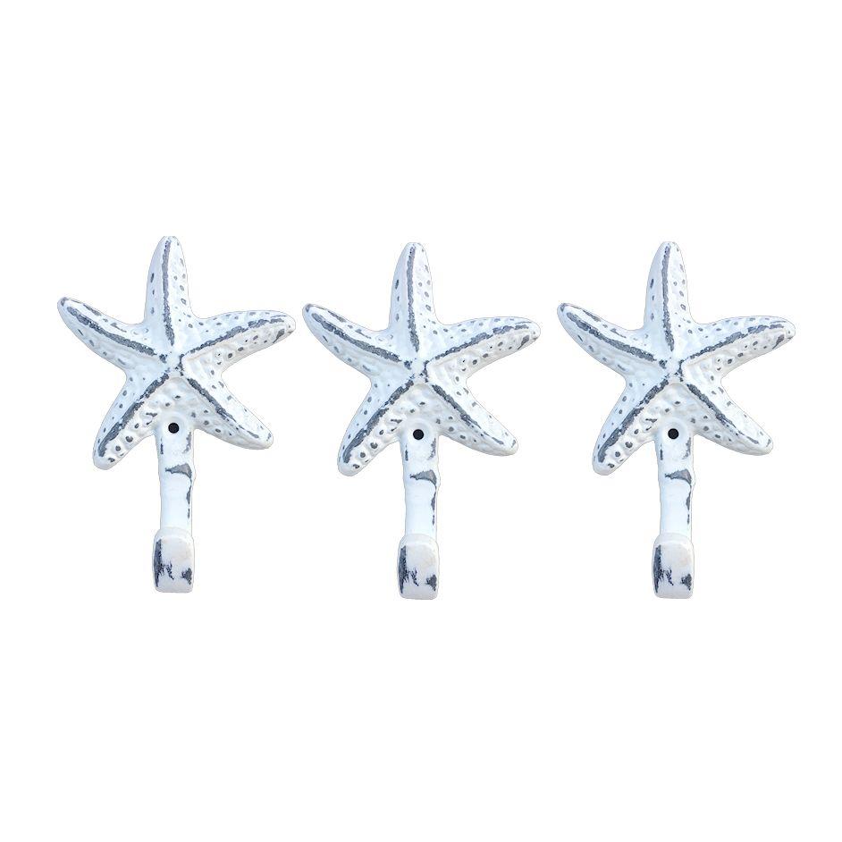 Starfish | Wall Hooks Cast Iron Weathered White